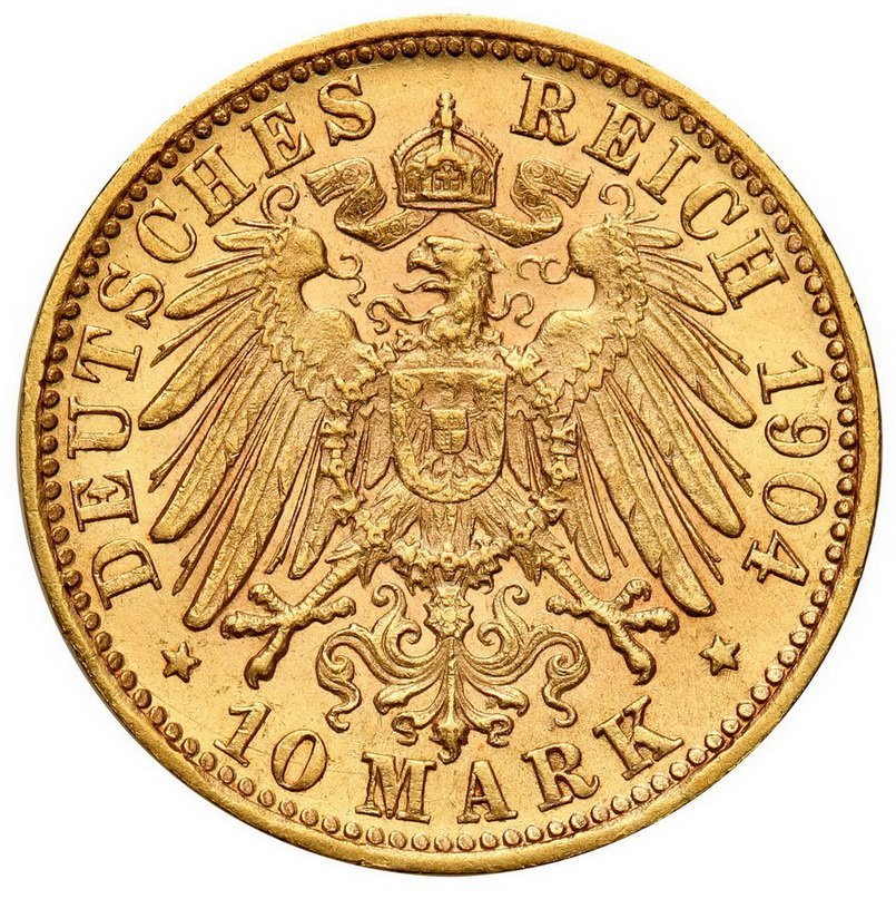 Niemcy. Wurttemberg. Wilhelm II 10 marek 1904F , Wirtembergia - PIĘKNE